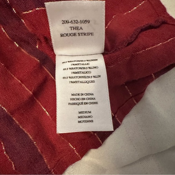 Rails Thea Rouge Stripe Tie Waist Blouse - Picture 8 of 9